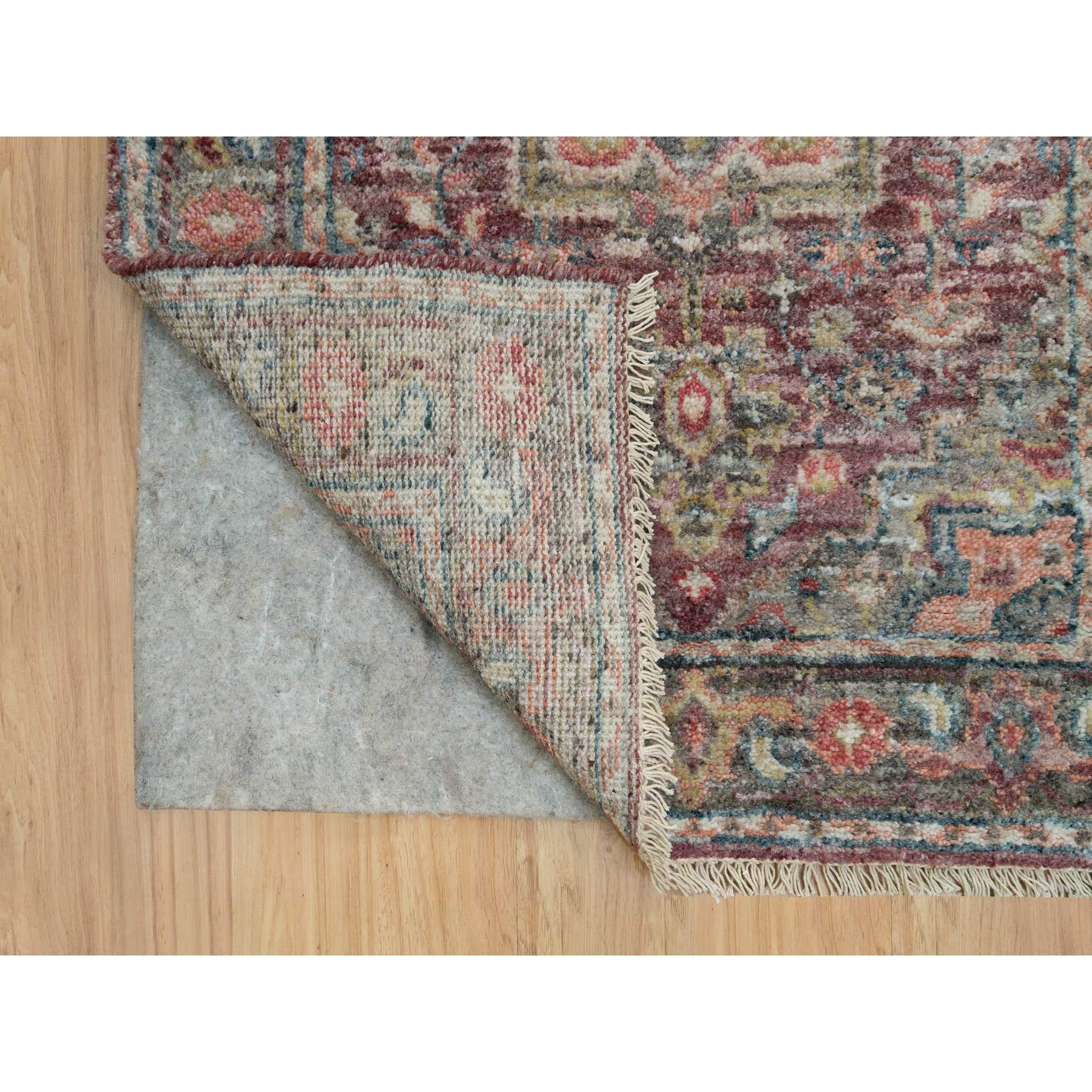 Heriz Serapi Tapis de couloir oriental rouge et doux Heriz Revival noué à la main 2'6