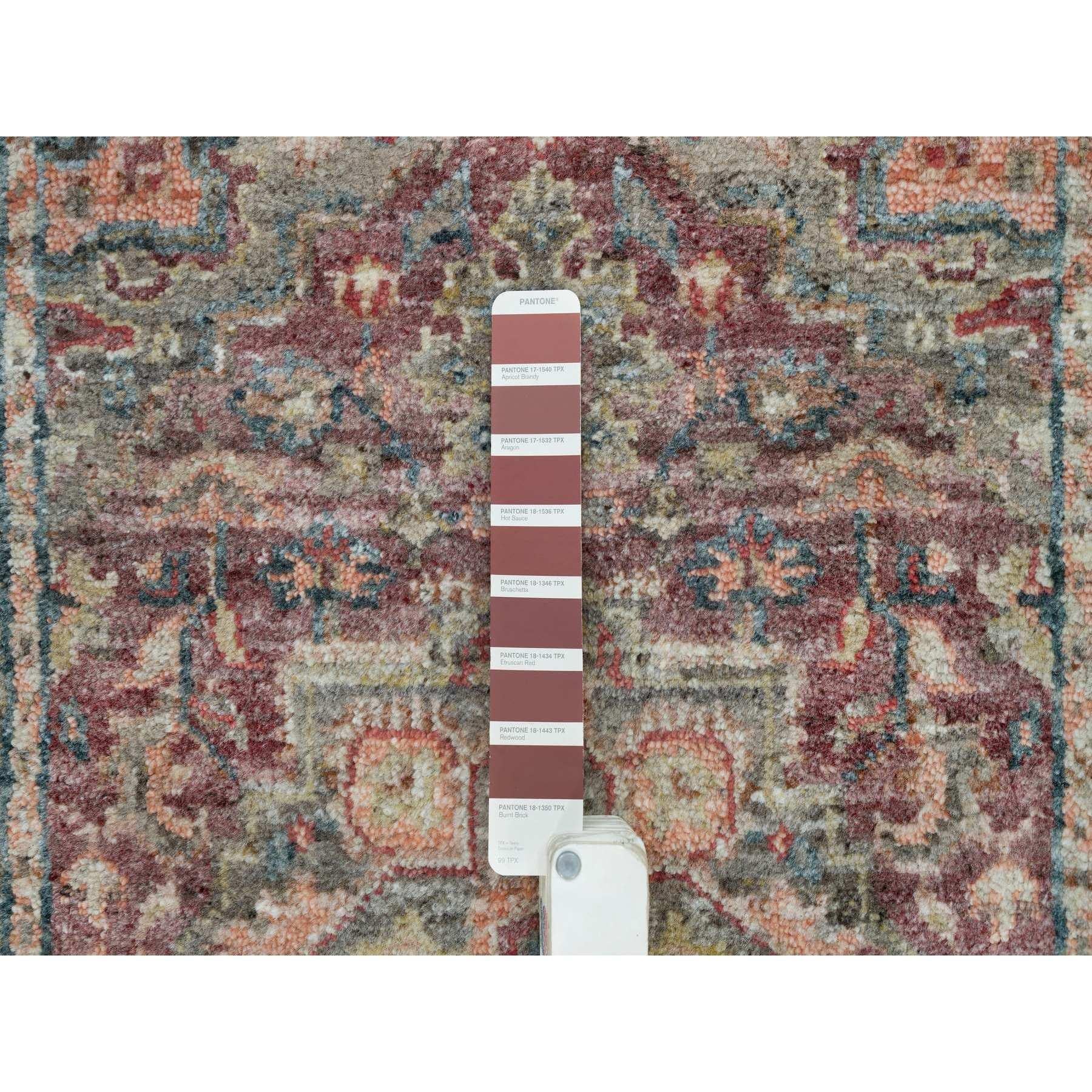 Indien Tapis de couloir oriental rouge et doux Heriz Revival noué à la main 2'6