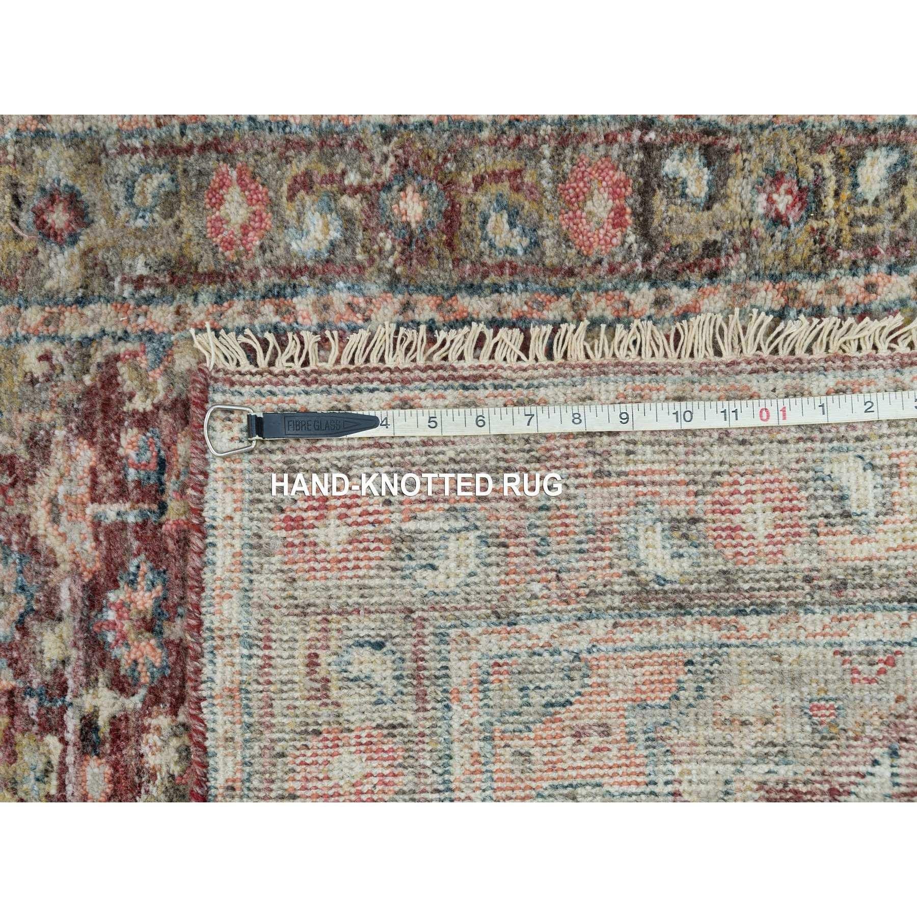Laine Tapis de couloir oriental rouge et doux Heriz Revival noué à la main 2'6