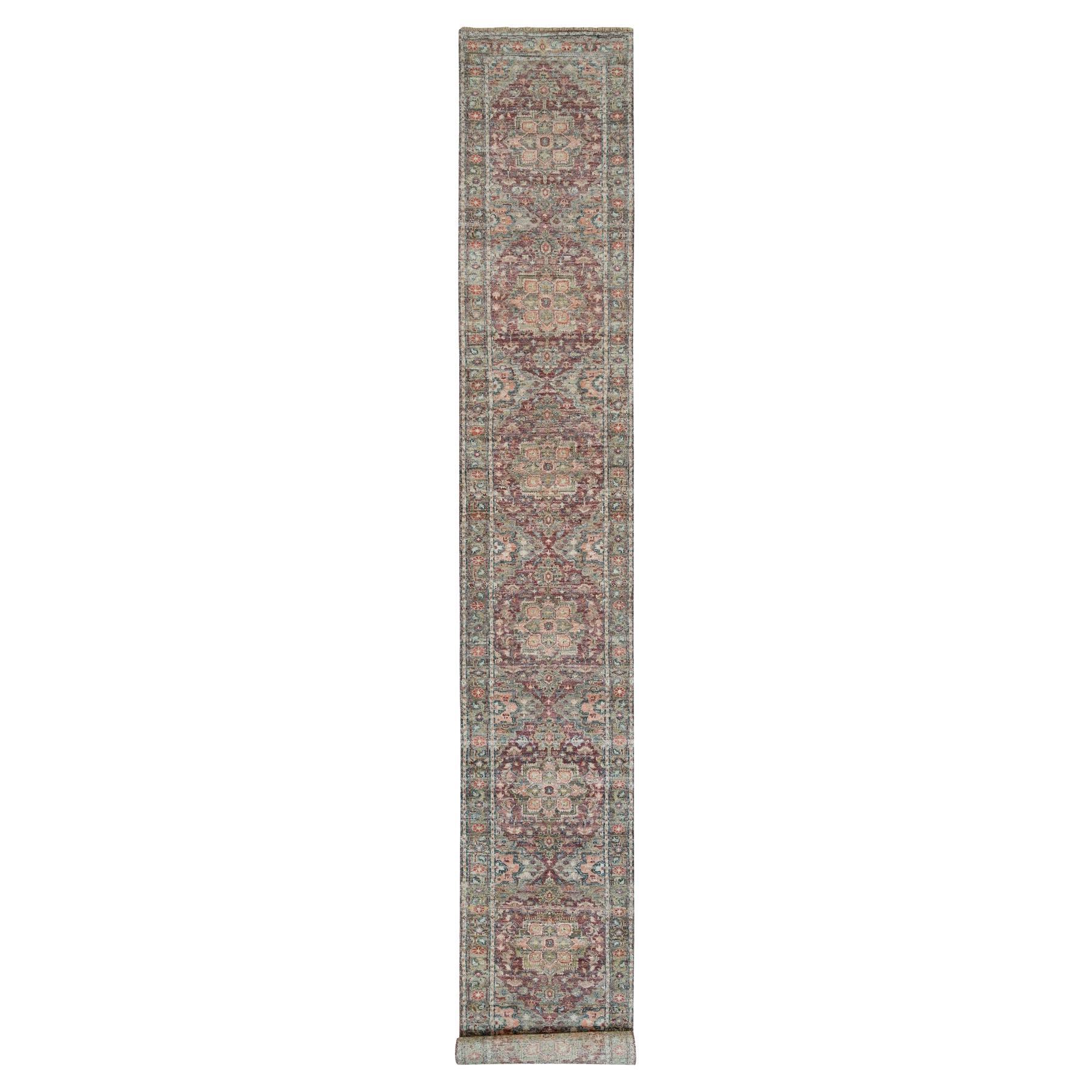 2'6"x18' Red Soft Wool Heriz Revival Hand Knotted XL Runner Oriental Rug