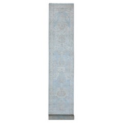 2'6"x18'10" Rustic Gray All Over Geometric Leaf Design XL Runner Oriental Rug