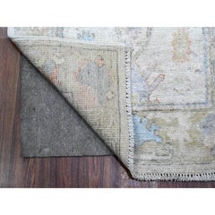Tappeto orientale 2'6 "x19'1" Chrome Gray Natural Dyes Angora Oushak XL Runner