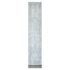 Tappeto orientale 2'6 "x19'1" Chrome Gray Natural Dyes Angora Oushak XL Runner