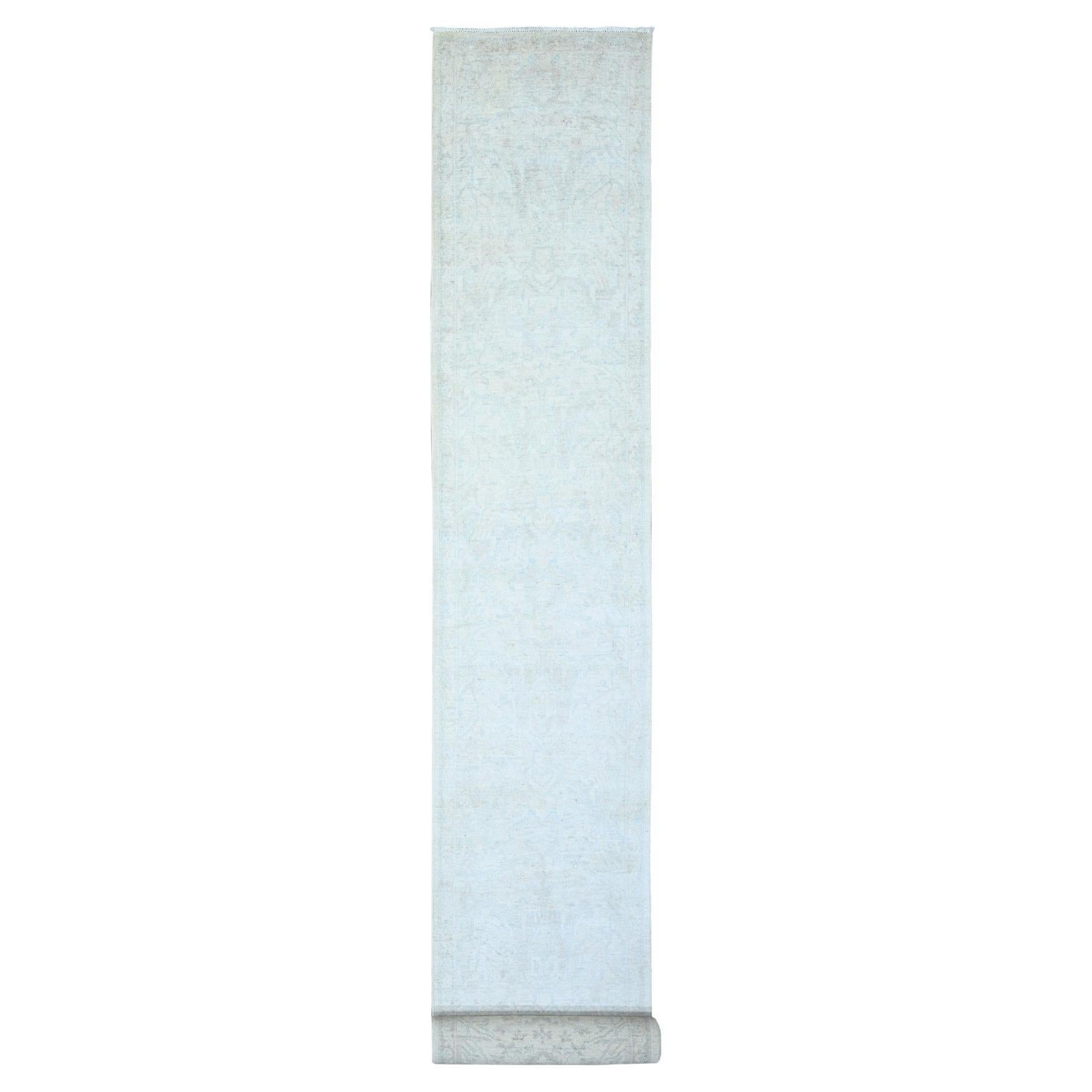 Tappeto Runner XL in lana annodato a mano Old Wood Ivory Peshawar Faded Design