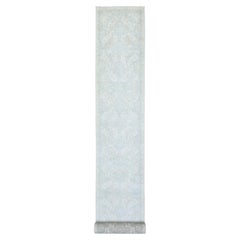 2'6"x19'4" Ivory, Soft Wool Hand Knotted, White Wash Peshawar XL Runner Rug
