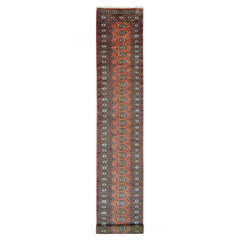 2'6 "x19'7" Rouge Tapis de course en laine pure noué à la main Mori Bokara Geometric Design