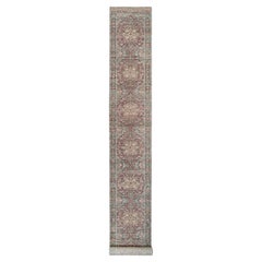 2'6"x19'8" Prune Red Heriz Revival Hand Knotted All Wool XL Runner Oriental Rug
