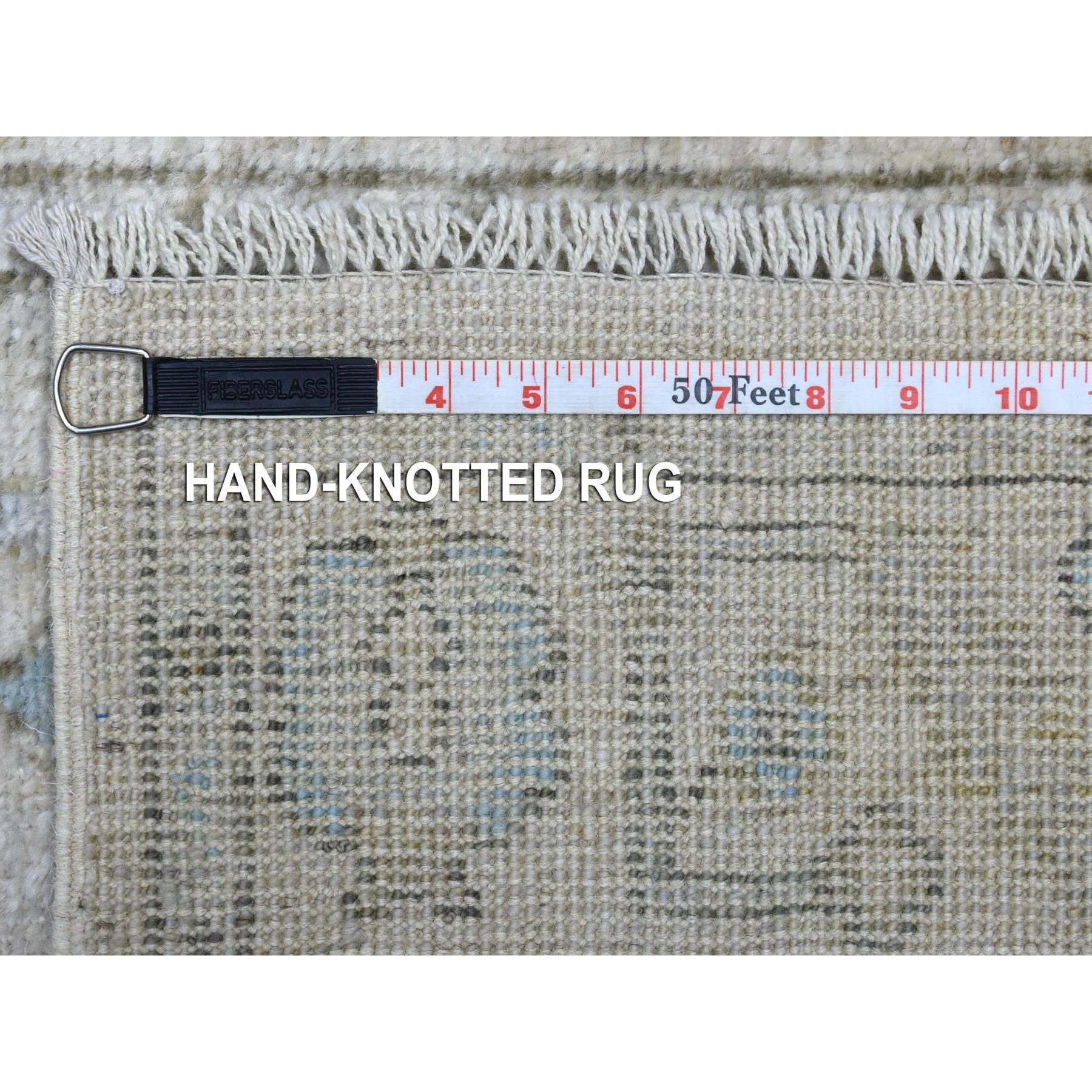 XXI secolo e contemporaneo Tappeto afgano in angora Oushak annodato a mano con bordo a foglia 2'6 