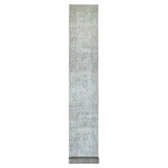 Tappeto afgano in angora Oushak annodato a mano con bordo a foglia 2'6 "x19'9"