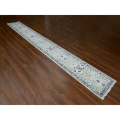 2'6"x19'9" Seraph Gray Oushak Floral Motifs Wool Hand Knotted Runner Oriental