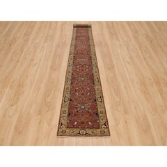 2'6"x20' Barn Red Heris Re-Creation Hand Knotted 100% Wool Runner Oriental Rug