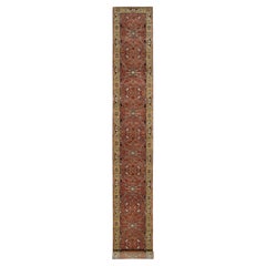 2'6"x20' Barn Red Heris Re-Creation Hand Knotted 100% Wool Runner Oriental Rug
