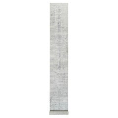 2'6"x20' Gray Modern Hand Knotted Undyed Natural Wool XL Runner Oriental Rug