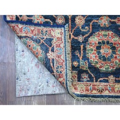 2'6 "x21'8" Alfombra de Lana Anudada a Mano con Diseño Persa del Noroeste, Azul