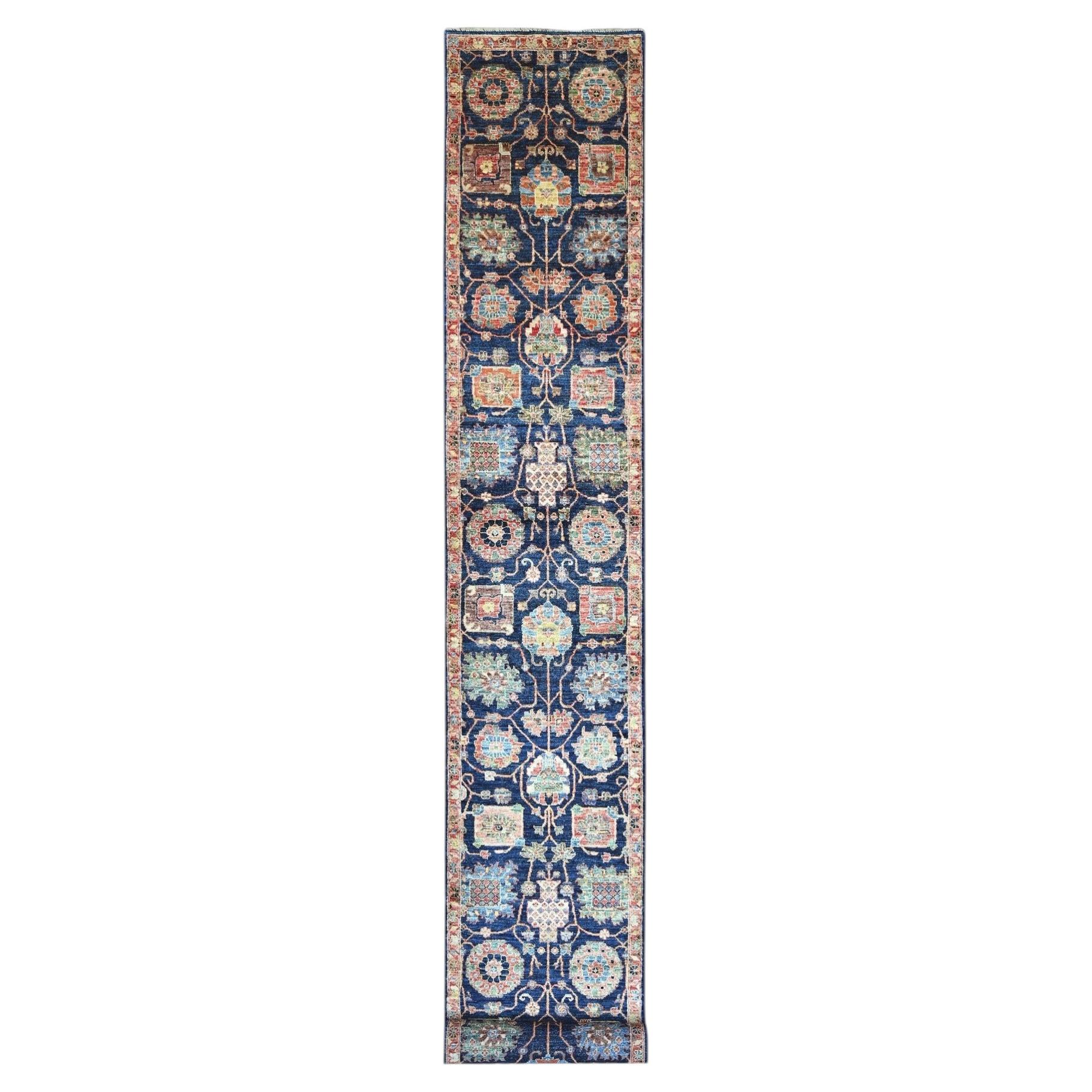 2'6"x21'8" Blue Northwest Persian All Over Design Hand Knotted Wool Runner Rug