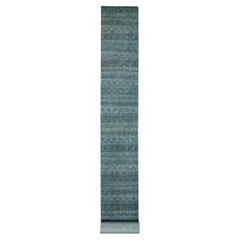 2'6"x22' Ocean Blue Kohinoor Herat Pattern Pure Wool Hand Knotted XL Runner Rug