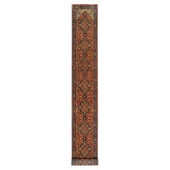 2'6"x22' Red Antiqued Fine Heriz Re-Creation Hand Knotted Wool XL Runner Rug