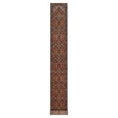 2'6"x24' Red Soft Wool Hand Knotted Antiqued Fine Heriz Re-Creation Runner Rug