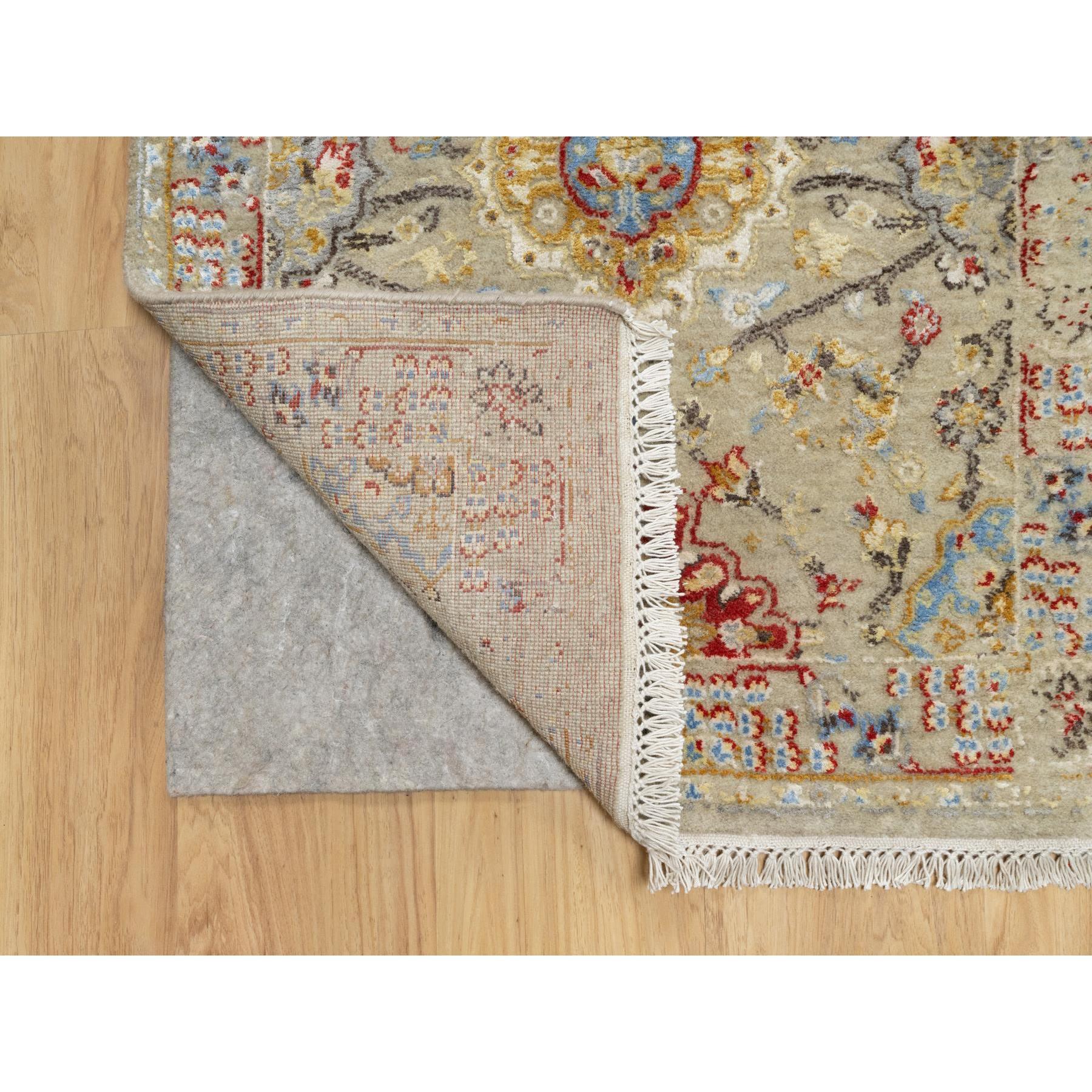 Medievale Tappeto Runner XL beige The Sunset Rosettes in lana e seta annodato a mano 2'6 