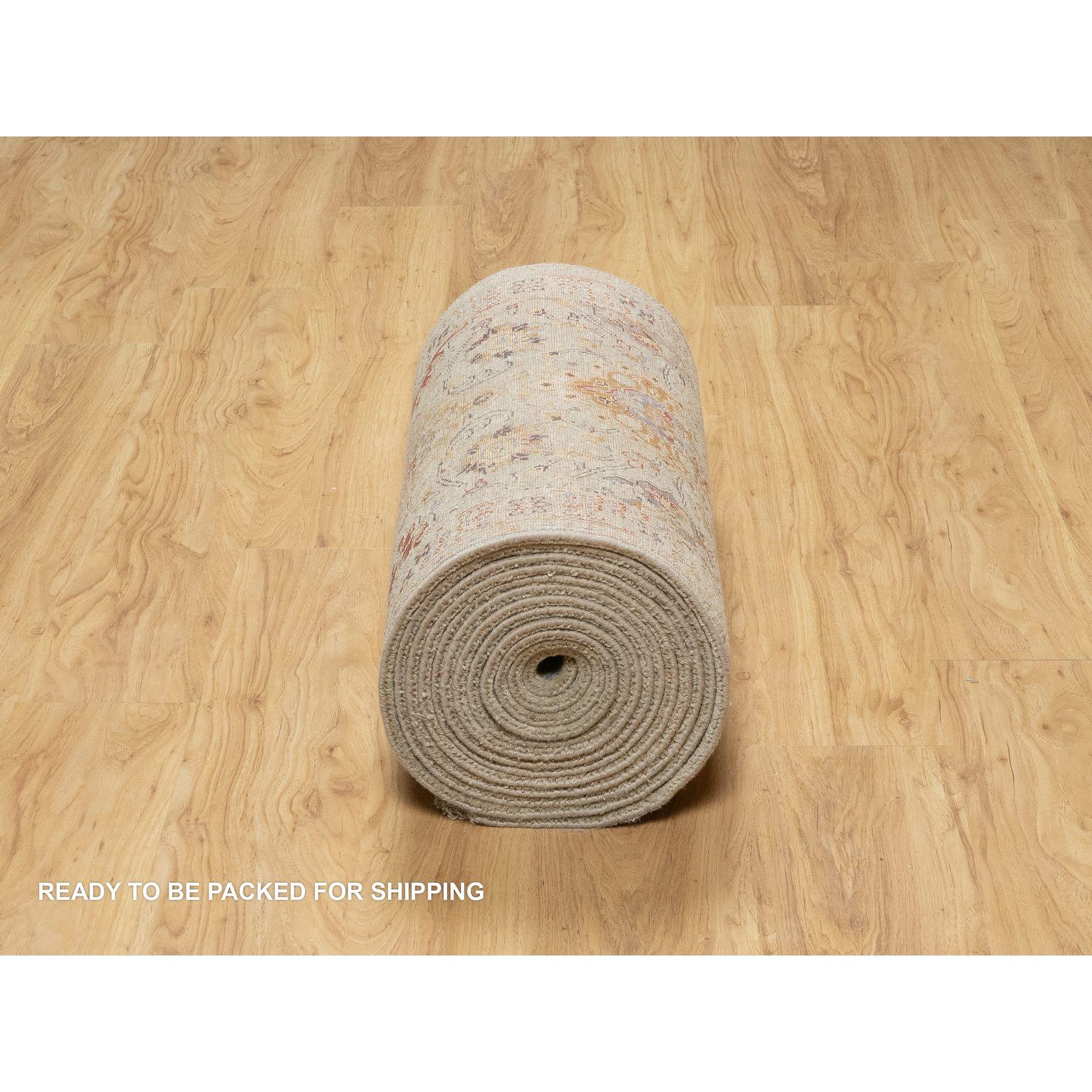 Tappeto Runner XL beige The Sunset Rosettes in lana e seta annodato a mano 2'6 