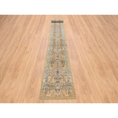 2'6"x24'1" Gold Brown Sarouk, Silk With Wool Hand Knotted XL Runner Rug