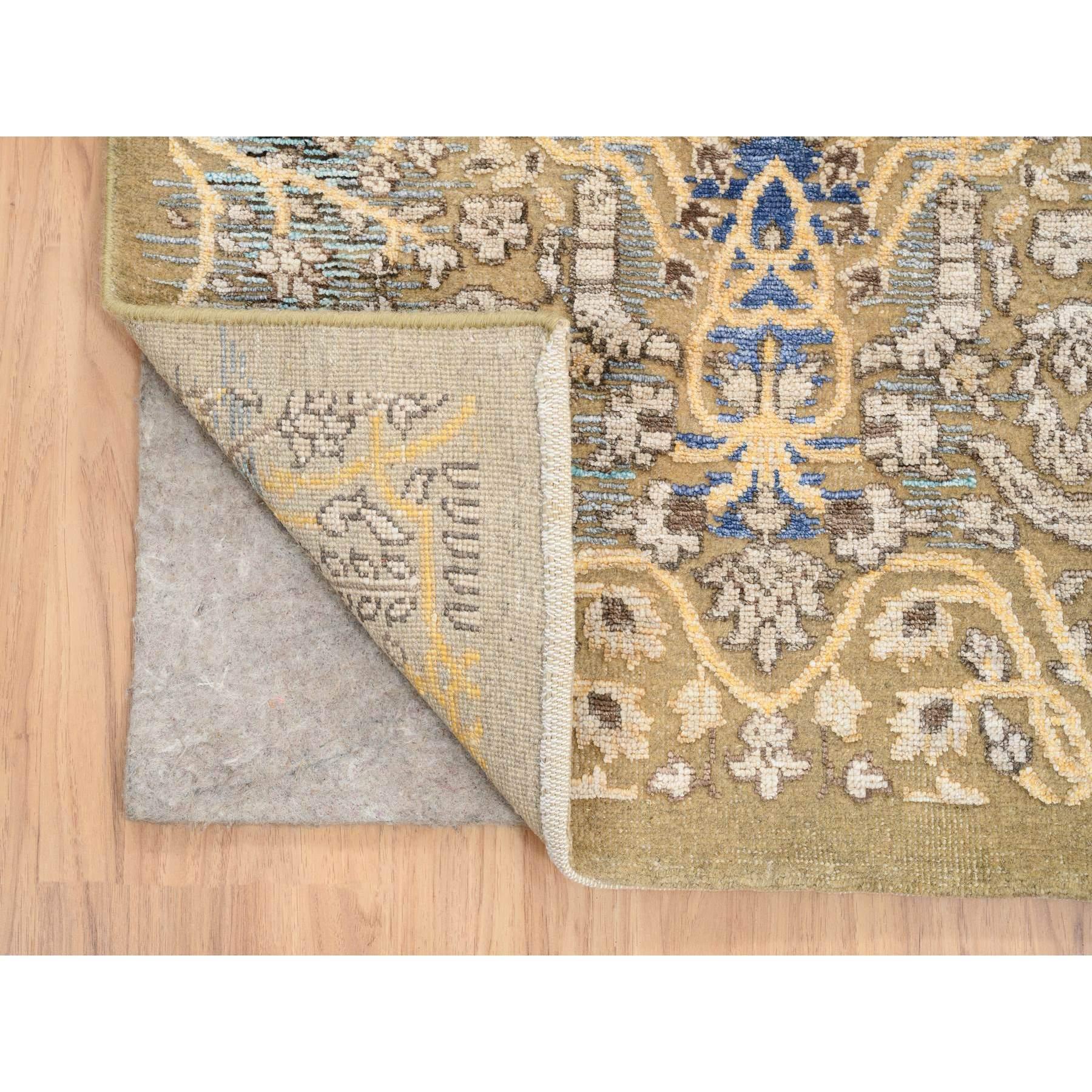 Sarouk Farahan Tappeto Runner XL Marrone Oro Sarouk, Seta e Lana Annodato a Mano 2'6 