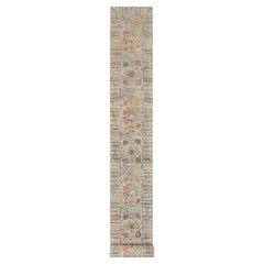 2'6"x25'10" Beige Hand Knotted Directional Vase Design Silk and Wool XL Runner R