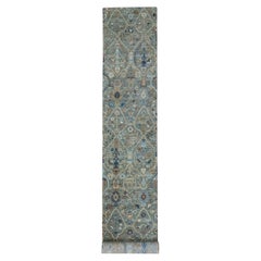 Tapis de couloir XL « Trellis » en laine Agra, motif « Sage Green », 2'6" x 25'10", sans bordure, design de jardin
