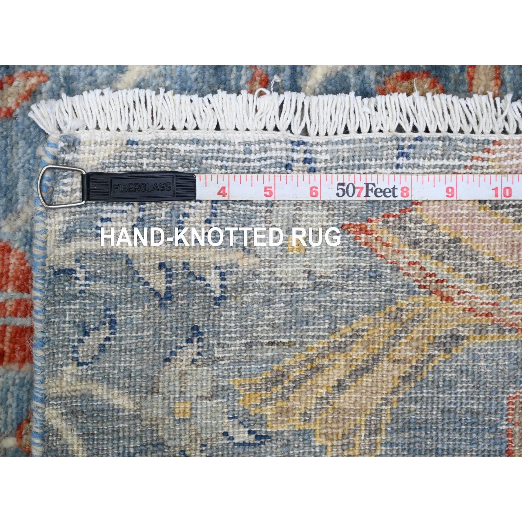 Tappeto Runner Blu Afgano Peshawar Birds Design annodato a mano in pura lana 2'6 