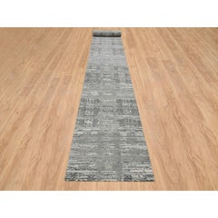 2'6"x25'9" Gray Hand Knotted Modern Design Natural Wool XL Runner Oriental Rug