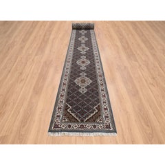 2'6 "x26' Grauer Tabriz Mahi 175 KPSI Wolle Handgeknüpft XL Läufer Teppich