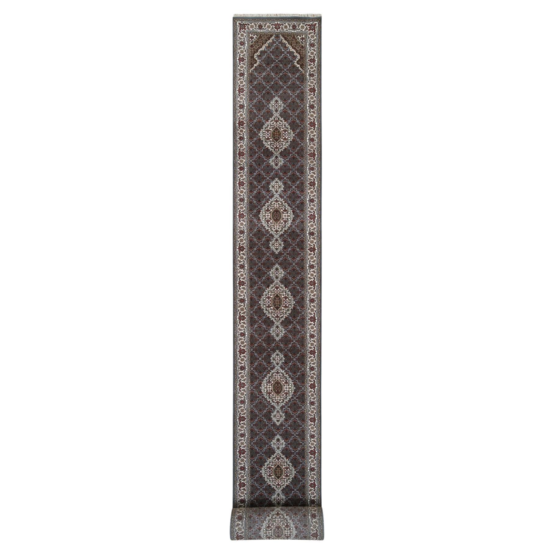 2'6"x26' Gray Tabriz Mahi 175 KPSI Wool Hand Knotted XL Runner Rug