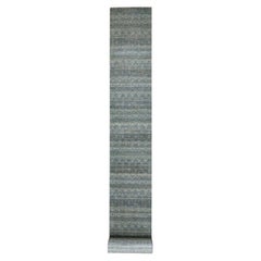 Tapis de couloir XL en laine, noué à la main, motif Kohinoor Herat, couleur bleu océan, 2'6" x 26'