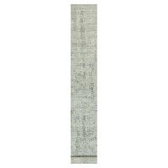 2'6"x26' Owl Gray Hand Knotted Cut and Loop Pile Modern XL Runner Oriental Rug