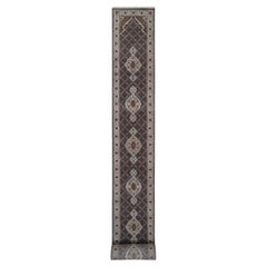 2'6 "x26'1" Hellgrauer handgeknüpfter Tabriz Mahi Woll-Läufer Orientteppich