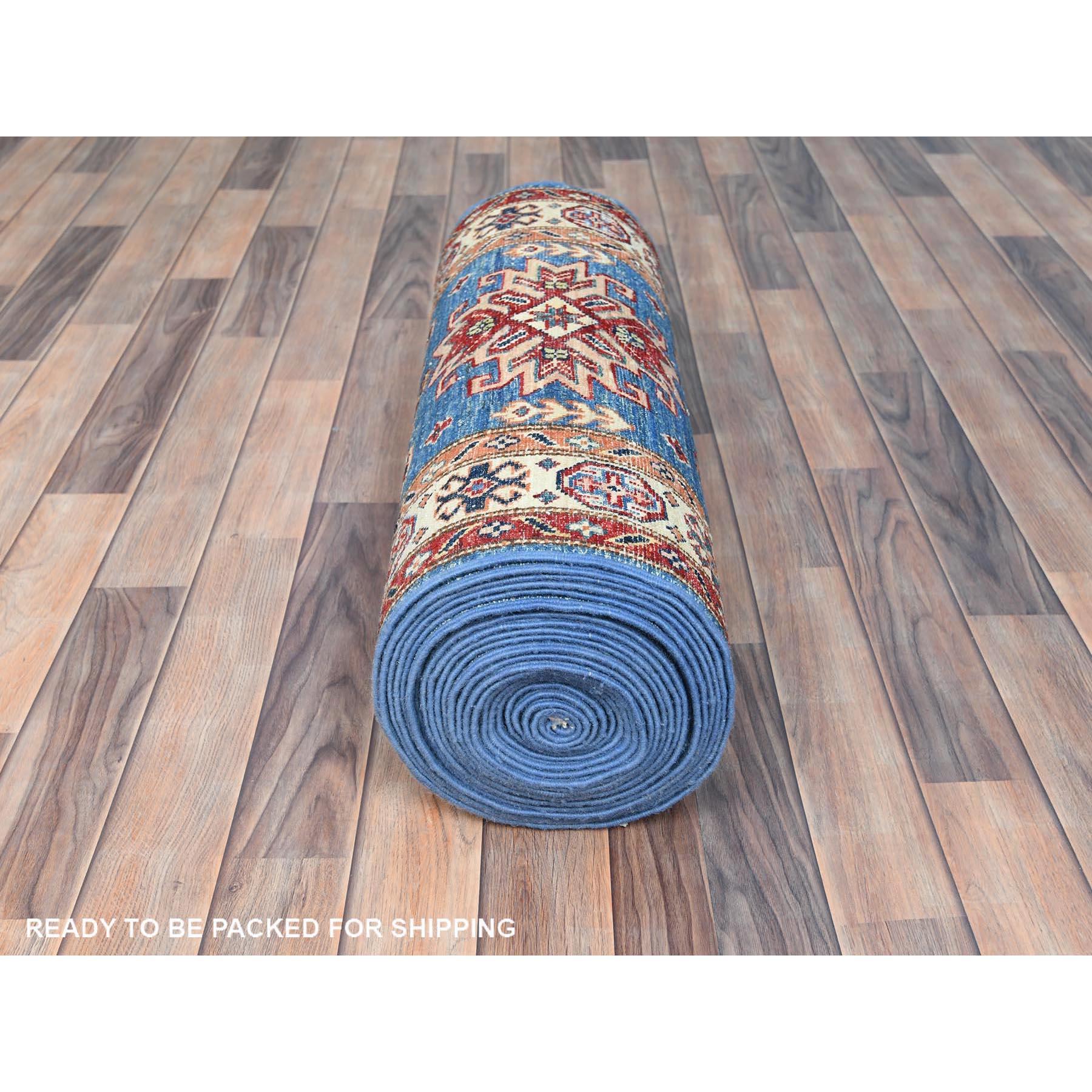 Annodato a mano Tappeto Runner XL in lana naturale Super Kazak, annodato a mano, 2'6 
