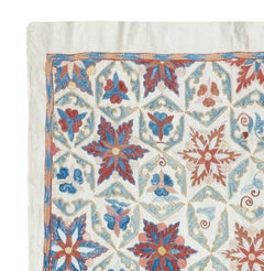 30x30 in 100% Silk Wall Hanging. Hand Embroidered Tablecloth. Traditional Throw