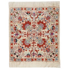 26x35 in 100% Silk Wall Hanging. Hand Embroidered Tablecloth. Modern Throw