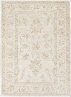 2.6x3.6 ft Handmade Oushak Rug. Beige Accent Rug with Floral Design. 100% Wool
