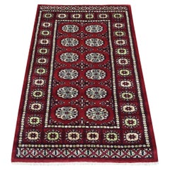 2
6"x4
10" Mori Bokara Deep and Rich Red Pure Wool Hand Knotted Rug