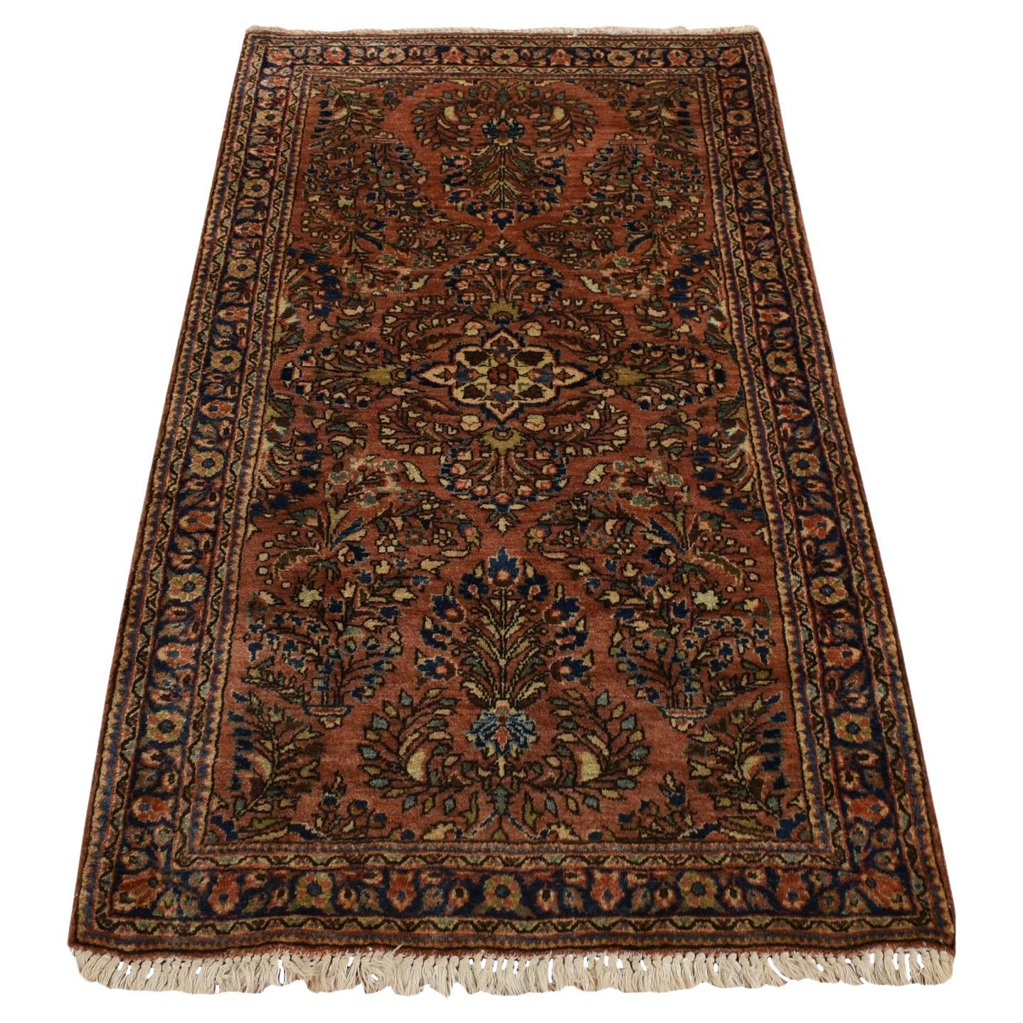 2'6"x4'10" Red Antique Persian Sarouk Pure Wool Hand Knotted Clean Oriental Rug