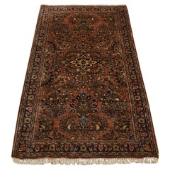 2'6 "x4'10" Rosso Antico Persiano Sarouk in Pura Lana Annodato a Mano Pulito Tappeto Orientale