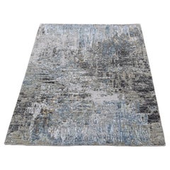 2'6 "x4'4" Grau Persisch Knoten mit abstraktem Design Wolle Denser Weave Teppich
