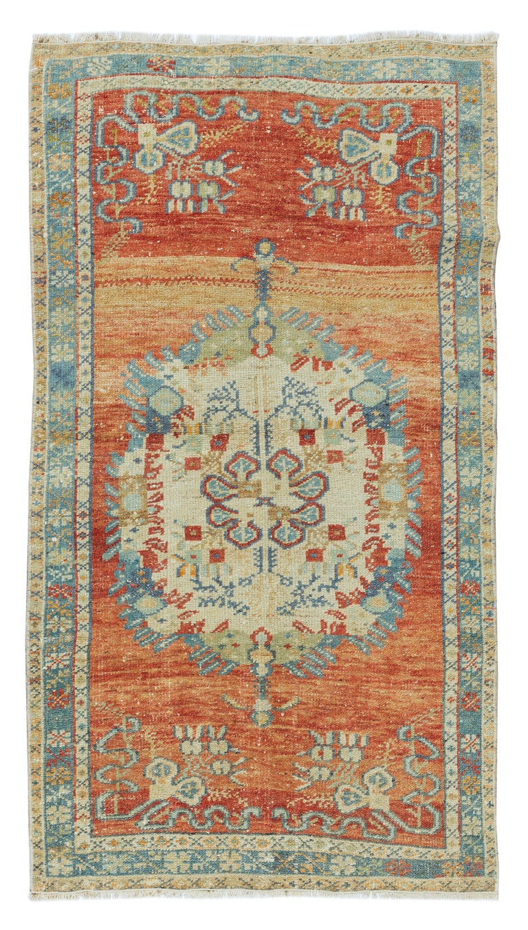 2.6x4.7 Ft Vintage Hand Knotted Turkish Accent Rug, Circa 1960, Floor ...