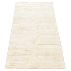 2'6"x4'8" Ivory Modern Oxidized Textured Wool Hand Knotted Short Runner Rug