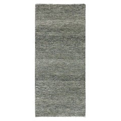 2'6 "x5'10" Gris Paloma Diseño de Hierba Alfombra de Lana Natural sin Teñir Anudada a Mano