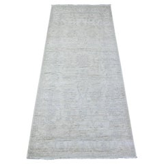 2
6"x5
10" Gary White Wash Peshawar Faded Colors Wool Hand Knotted Runner Rug