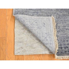 2'6"x5'10" Goose Gray Broken Persian Design Silk Hand Knotted Short Runner Rug