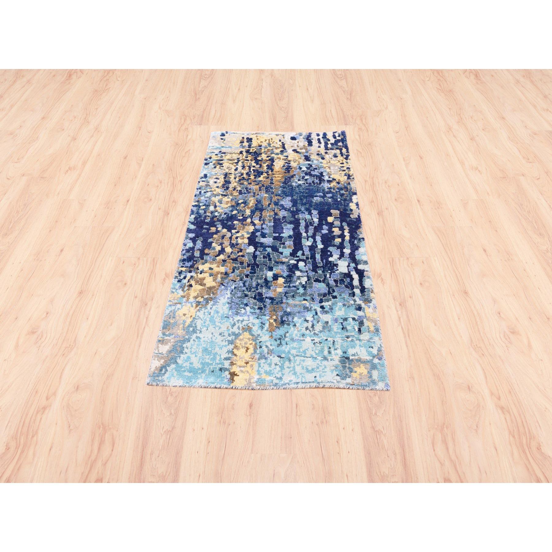 This is a truly genuine one-of-a-kind Hand Knotted Blue Mosaic Design Wool and Silk Oriental Runner Rug. It has been Knotted for months and months in the centuries-old Persian weaving craftsmanship techniques by expert artisan
Primary materials: