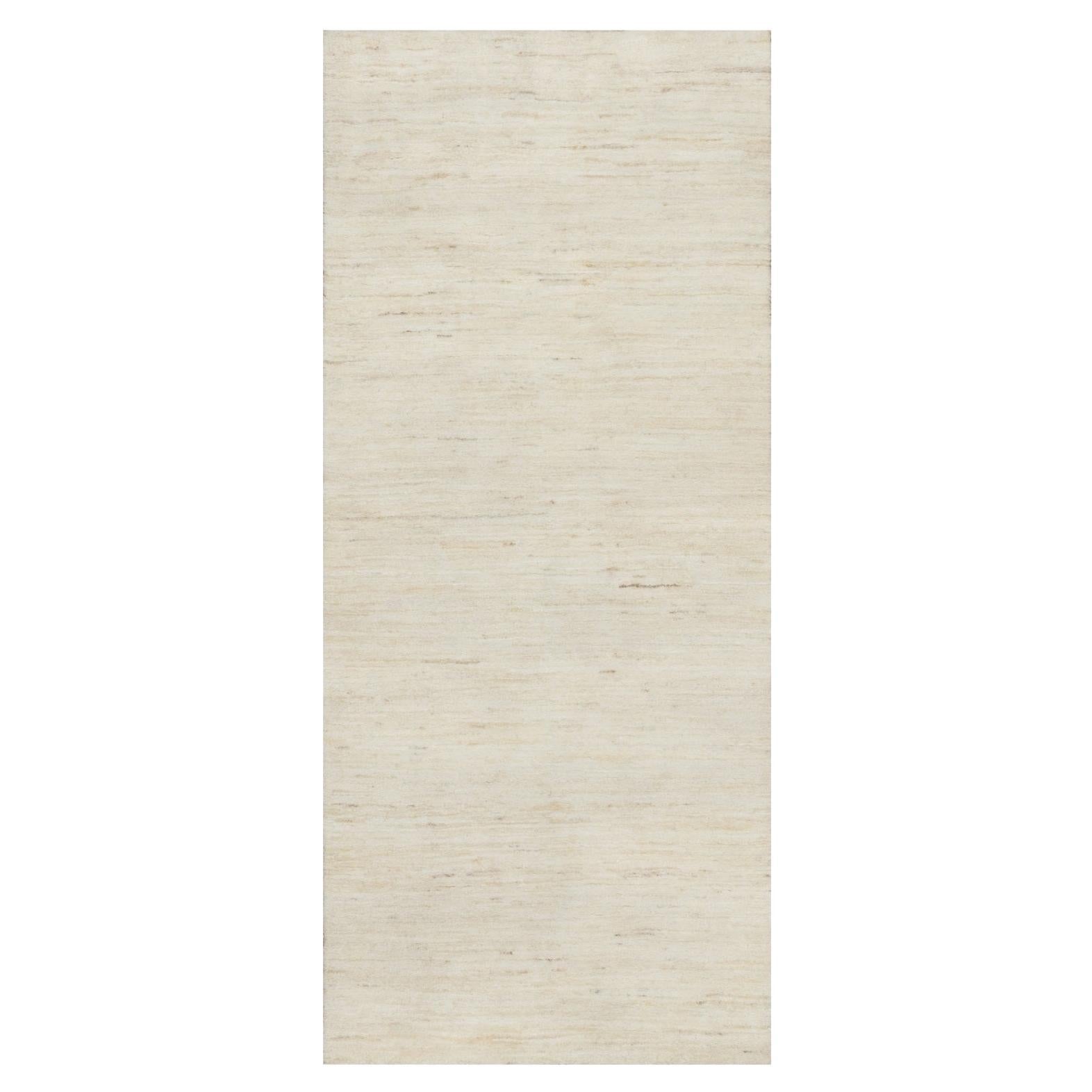2'6"x5'10" White Thick and Plush Lori Buft Gabbeh Wool Hand Knotted Runner Rug